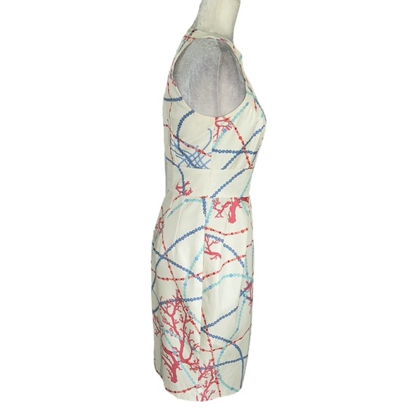 J. McLaughlin Firenza Silk Cream Coral Chain Print Halter Mini Column Dress - 2 - Picture 6 of 12